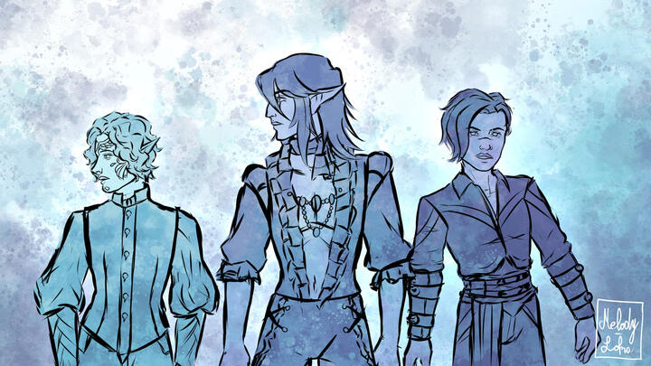 Taliesin, Alba & Ambroise de Riva as Benvolio, Roméo and Mercussio from Romeo & Juliet, the French Musical